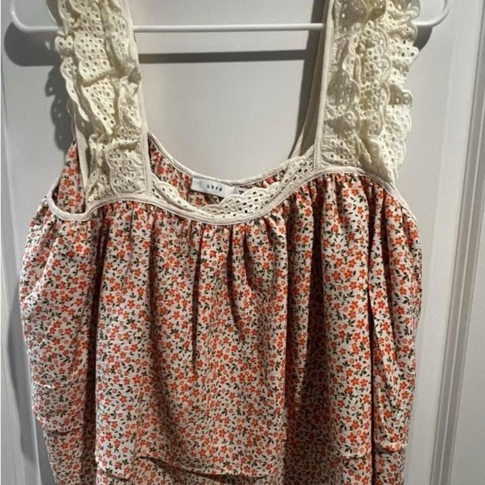 Floral Lace Trim Women's Top